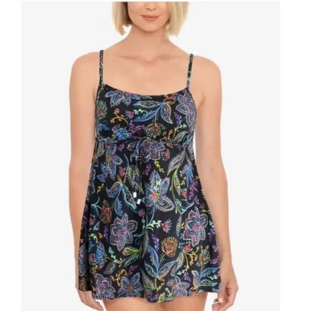 Swim Solutions Swim dress Tummy Control Floral Print Colorful Excellent Size 14